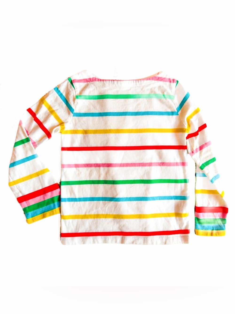 Mini Boden Rainbow Cuff Breton Stripe Long Sleeve Shirt sz 8 Everyday Ivory Girl